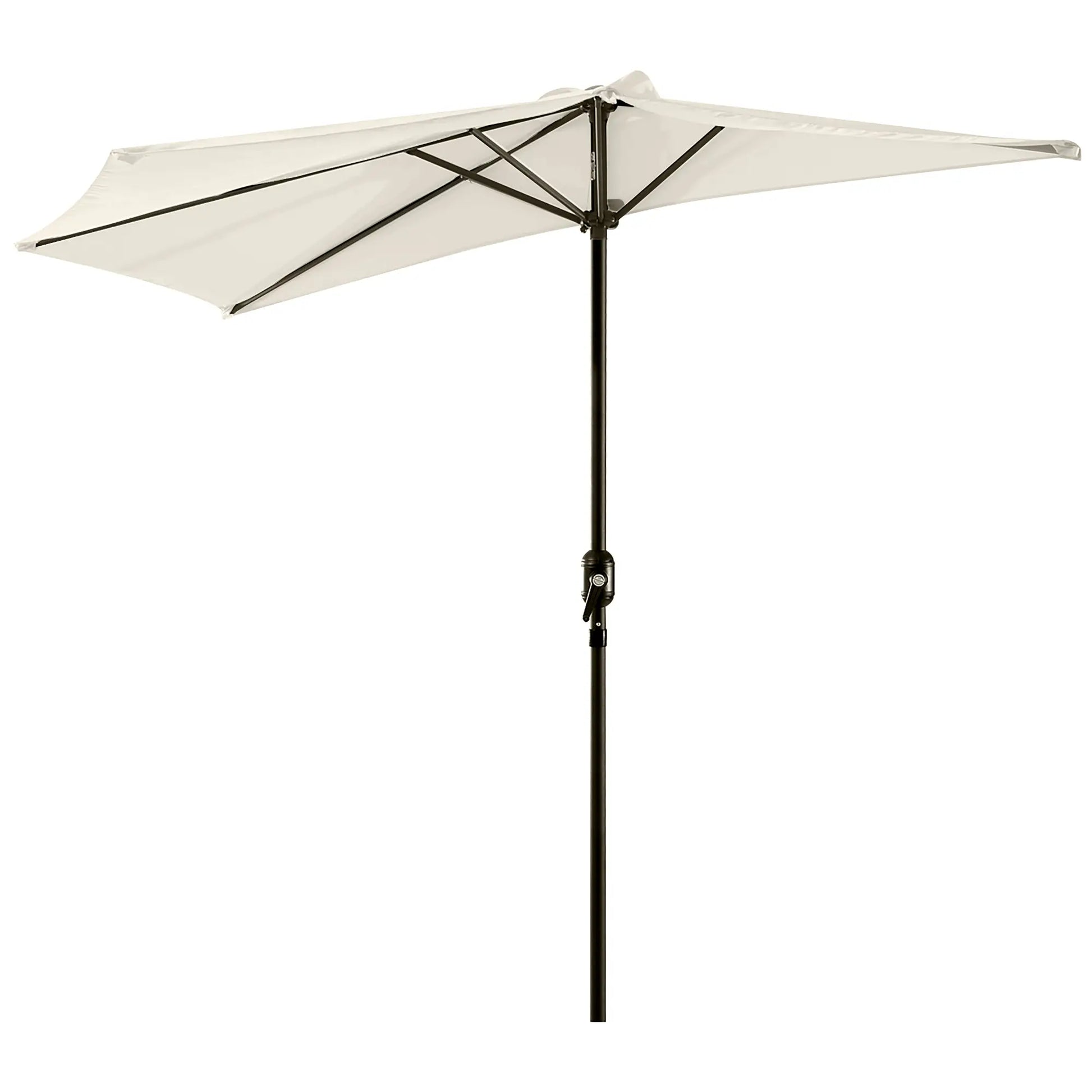 Outsunny 9.8ft Half Umbrella Semi Round Patio Parasol with Crank Handle and Top Vent,  NO BASE INCLUDED, Cream - Rusted Decor 