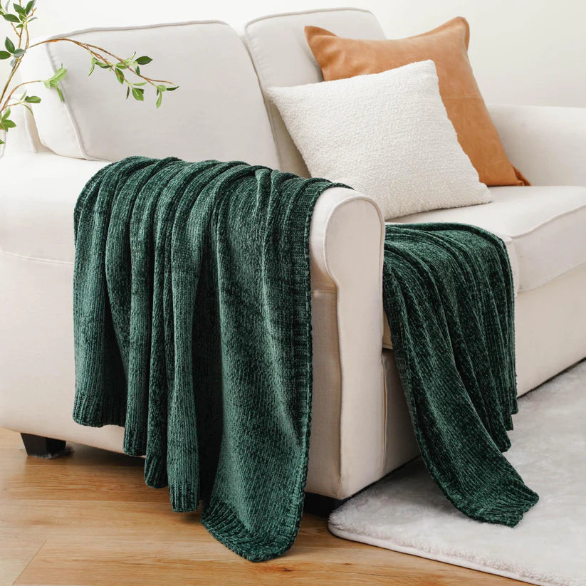 Textured Chenille Knit Throw Blanket - Rusted Decor 