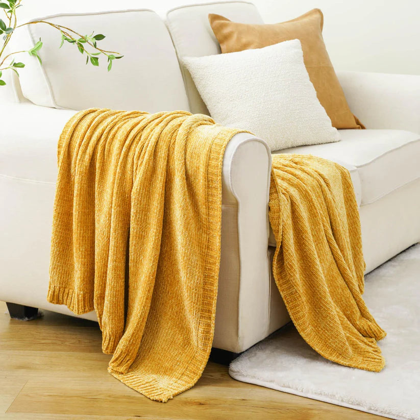 Textured Chenille Knit Throw Blanket - Rusted Decor 