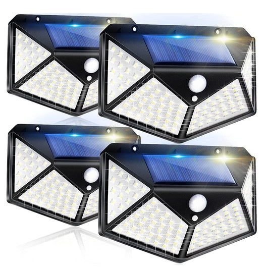 Solar Lights Outdoor 4 Pack, 100LED/3 Modes Super Bright Motion Sensor - Rusted Decor 