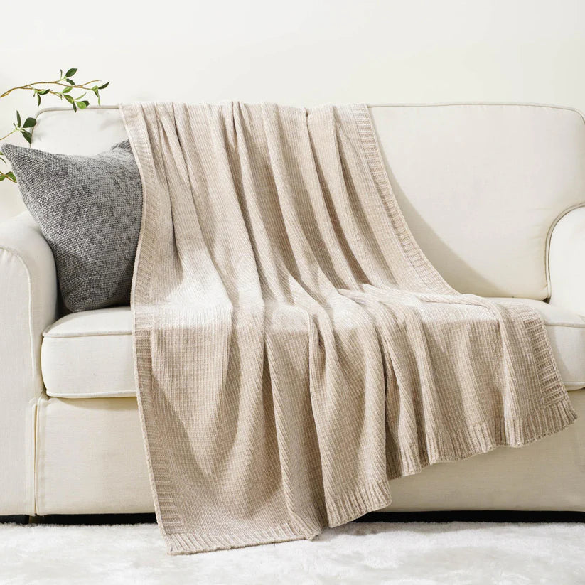 Textured Chenille Knit Throw Blanket - Rusted Decor 