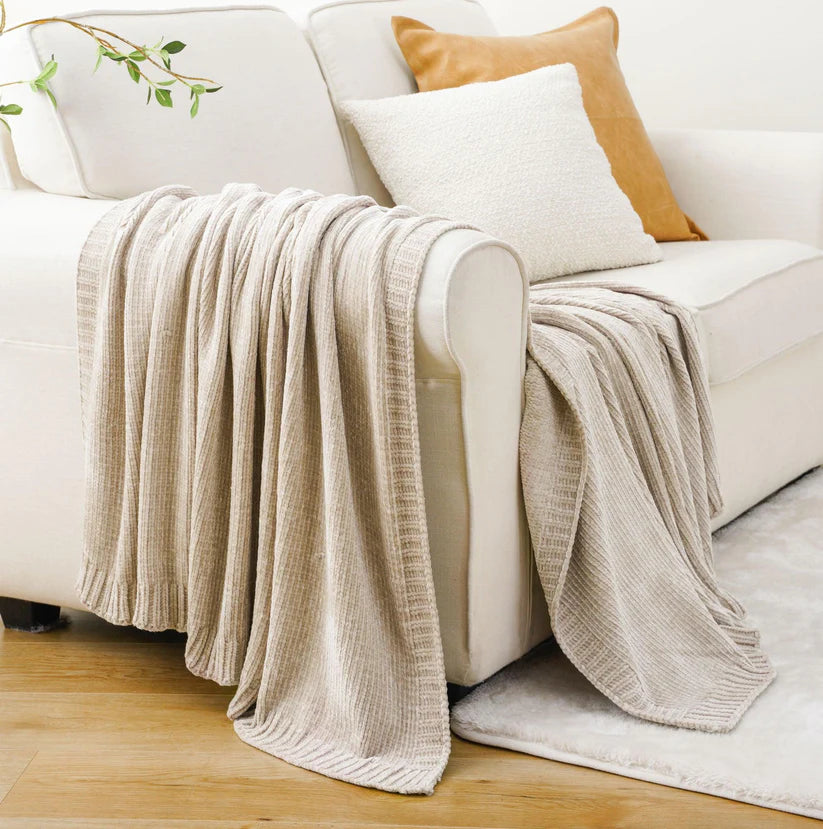 Textured Chenille Knit Throw Blanket - Rusted Decor 