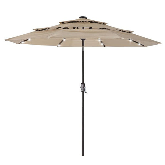 3 Tiers And 8 Ribs Outdoor Umbrella With 32 LED Lights - 32 - 84630668