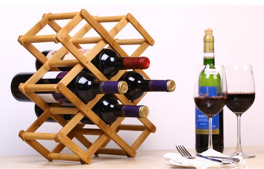 Foldable Bamboo Wine Bottle Holder - Rusted Decor 