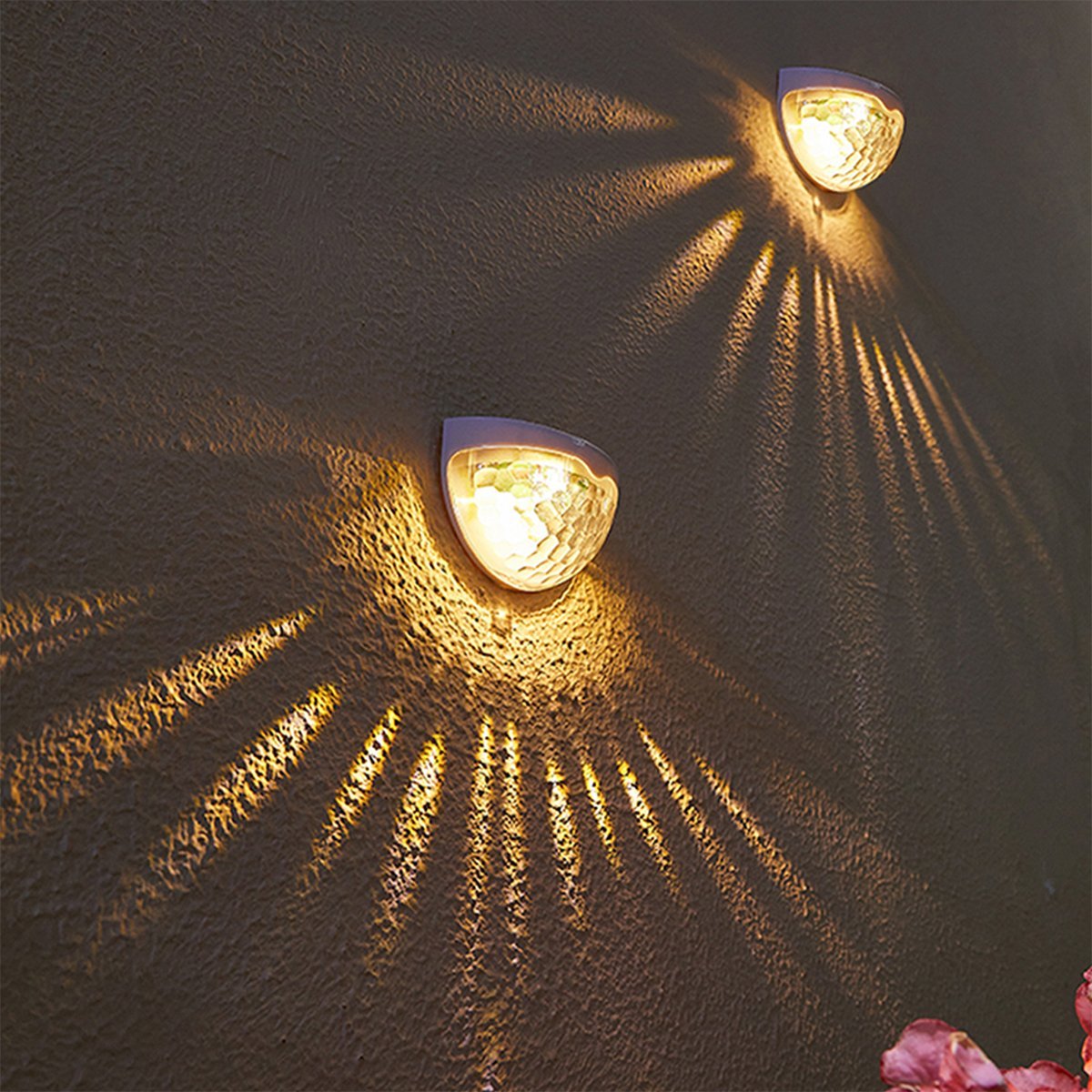 2 PCS Solar Semicircle Walls Light Outdoor Waterproof Sensor Wall Lamp-Rusted Decor 