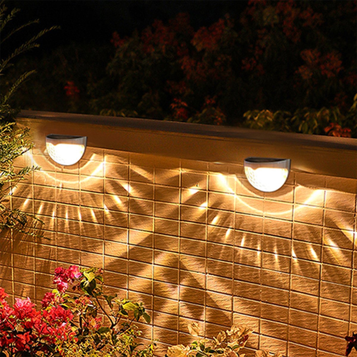 2 PCS Solar Semicircle Walls Light Outdoor Waterproof Sensor Wall Lamp-Rusted Decor 