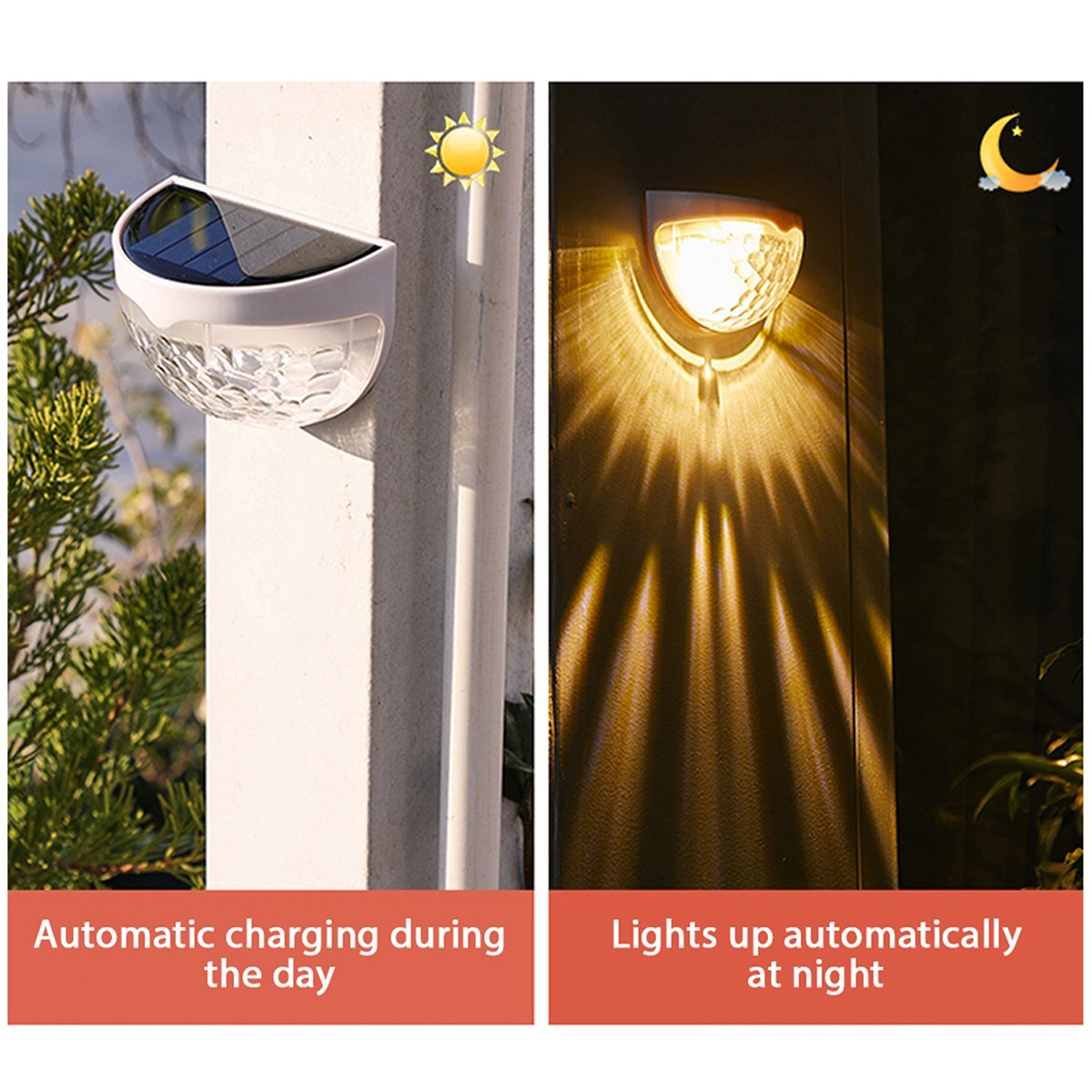 2 PCS Solar Semicircle Walls Light Outdoor Waterproof Sensor Wall Lamp-Rusted Decor 