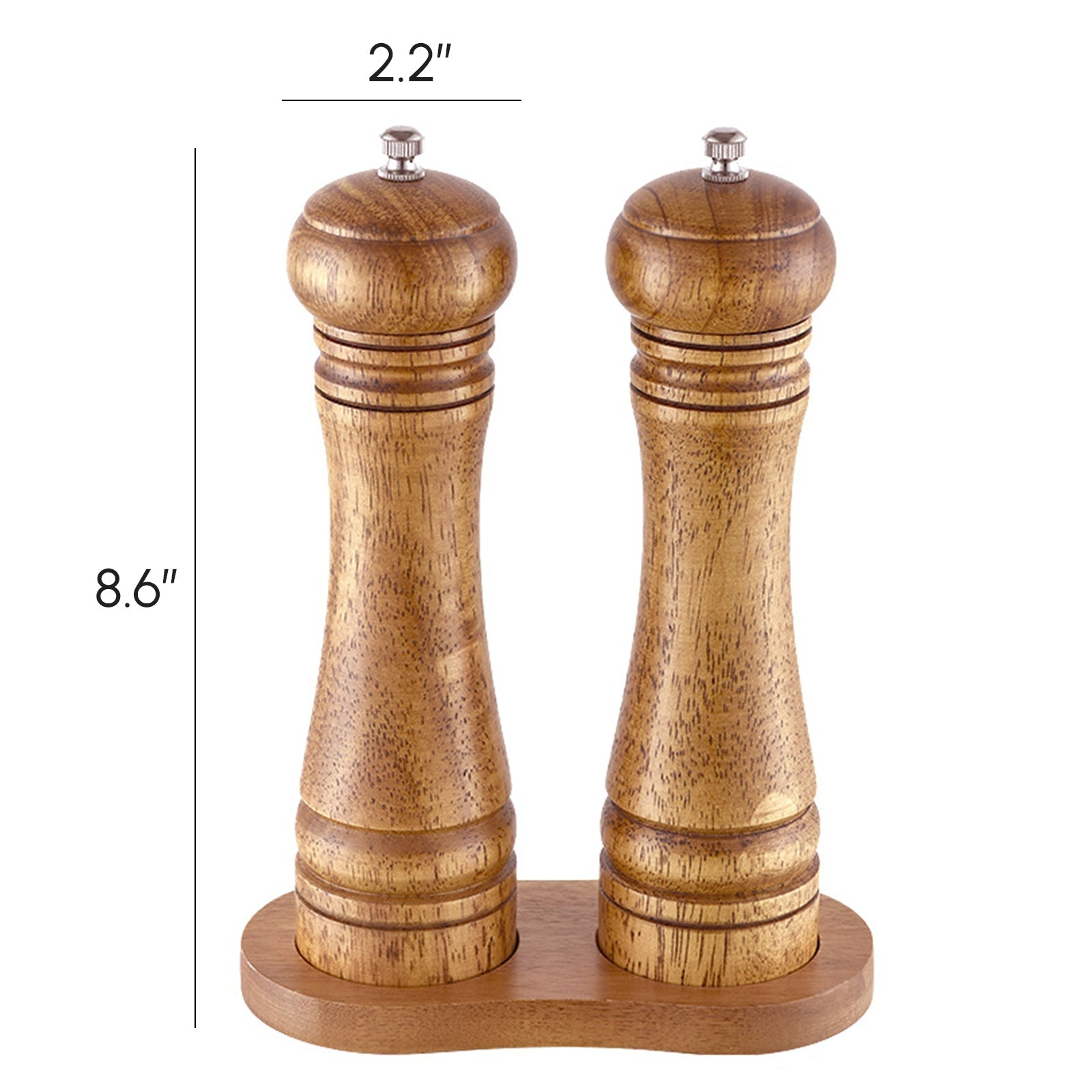 2X Wooden Pepper Grinder Pepper Mill Coarseness Adjustable Peppermill - 50792 - 0XX