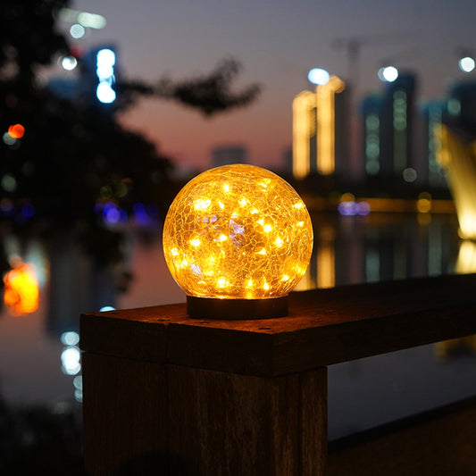 2Pcs Solar Lights Outdoor Garden Decor Cracked Glass Ball Warm Lights - 50846 - 0XX