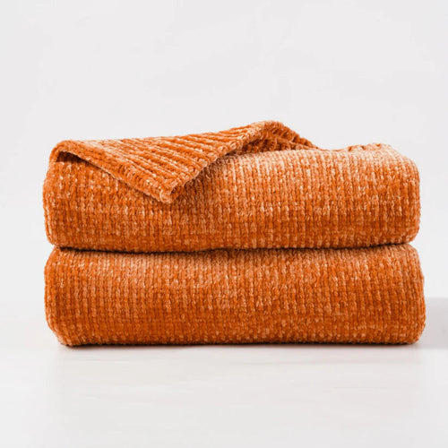 Textured Chenille Knit Throw Blanket - Rusted Decor 