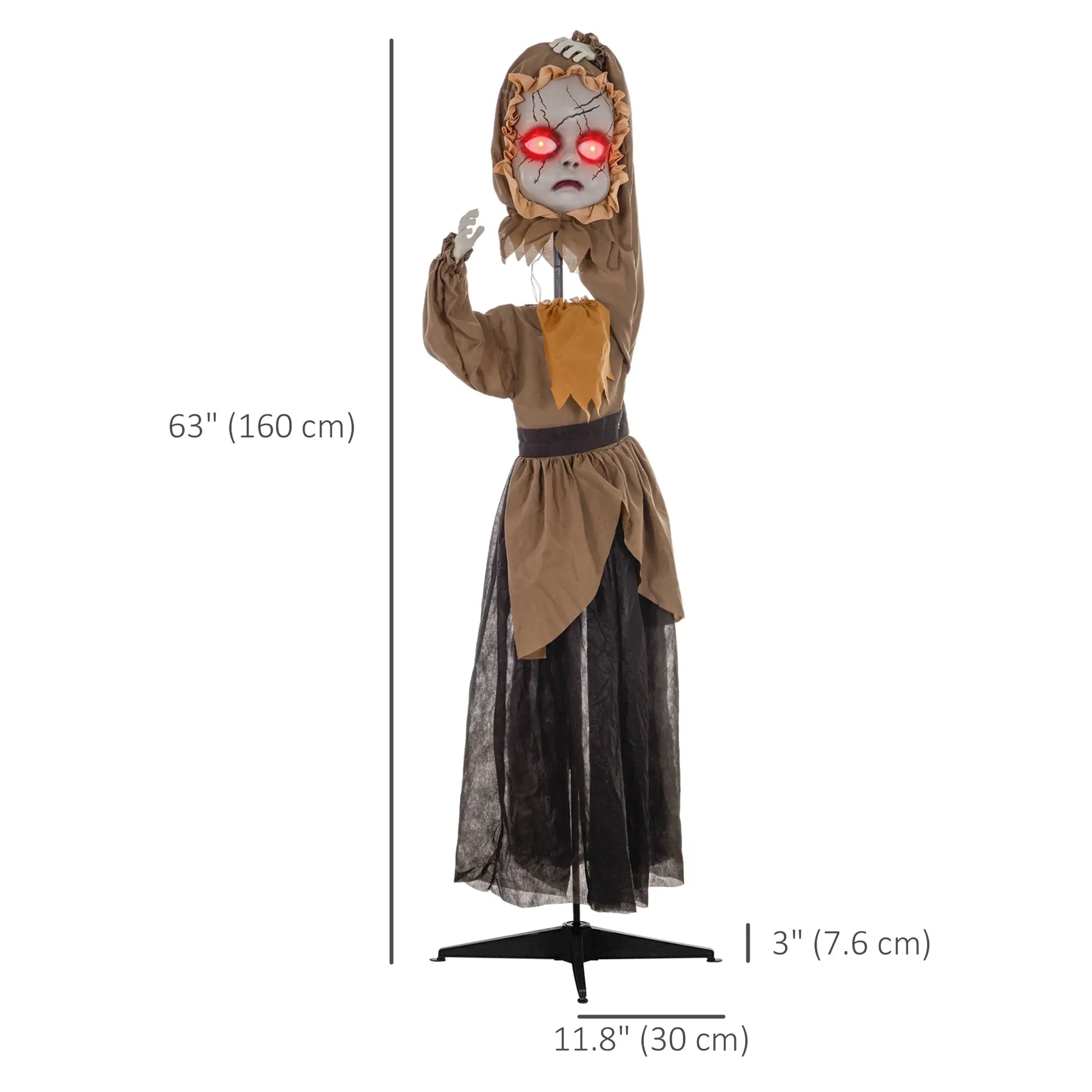 5'3 Doll Halloween Decoration with Sound Activated, Light Up Body, Sound Effects - Rusted Decor 