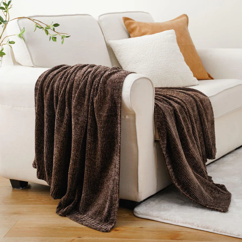 Textured Chenille Knit Throw Blanket - Rusted Decor 