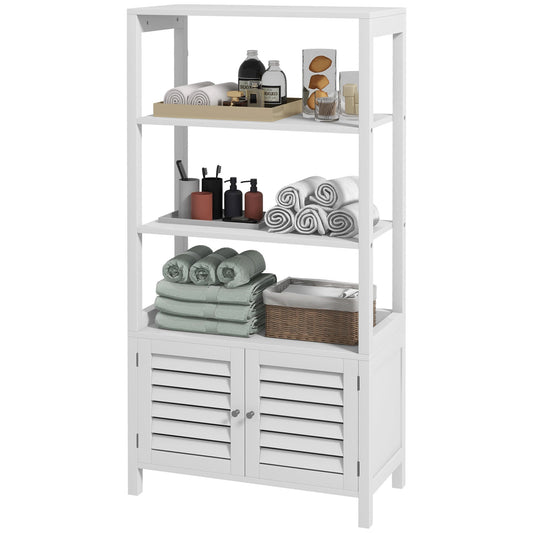 kleankin Modern Bathroom Linen Storage Cabinet, 23.6" x 11.8" x 48", White - Rusted Decor 