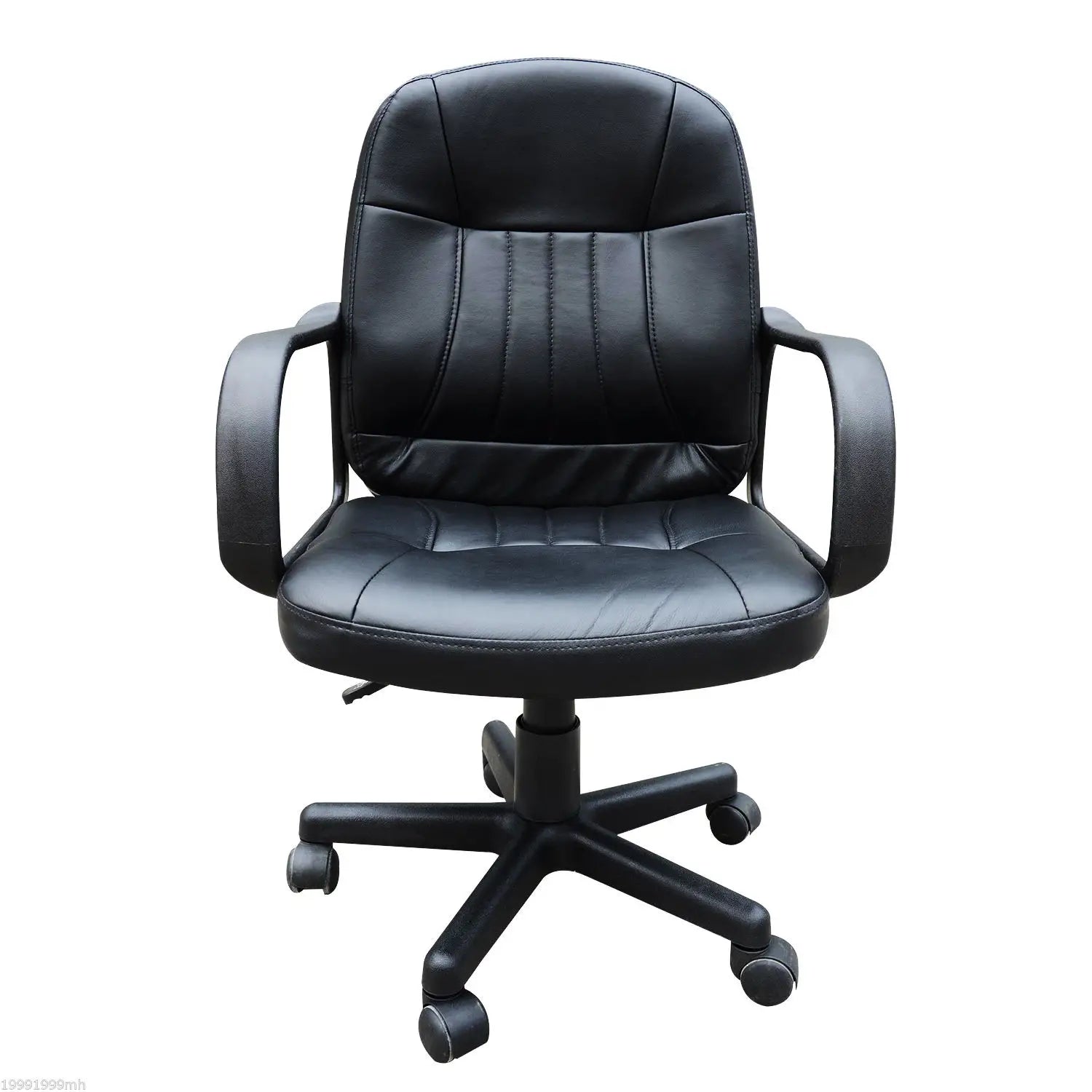 HOMCOM Desk Office Chair PU Leather, Adjustable Height, Black - Rusted Decor 