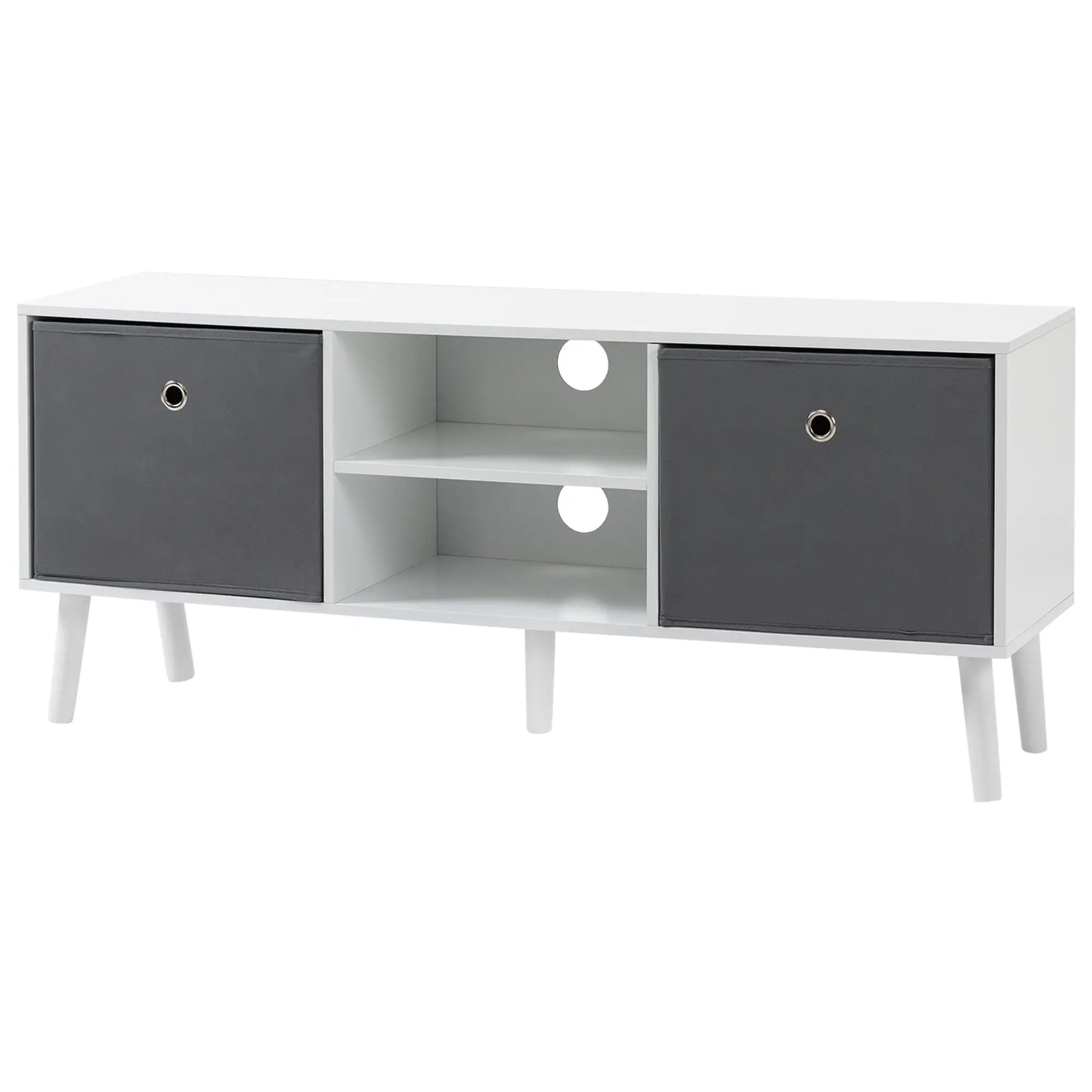 HOMCOM Modern TV Stand Cabinet with Foldable Drawers and Shelves - Rusted Decor 