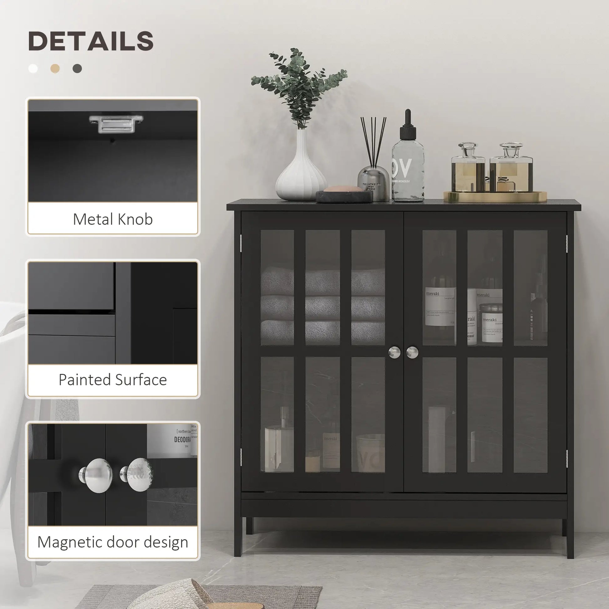 kleankin Kitchen Buffet Cabinet with 2 Doors, Black - Rusted Decor 