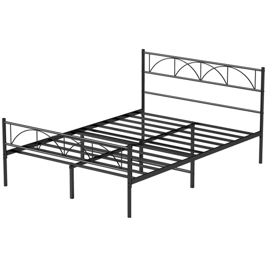 HOMCOM Metal Full Bed Frame with Headboard, No Box Spring Needed, Easy Assembly - Rusted Decor 