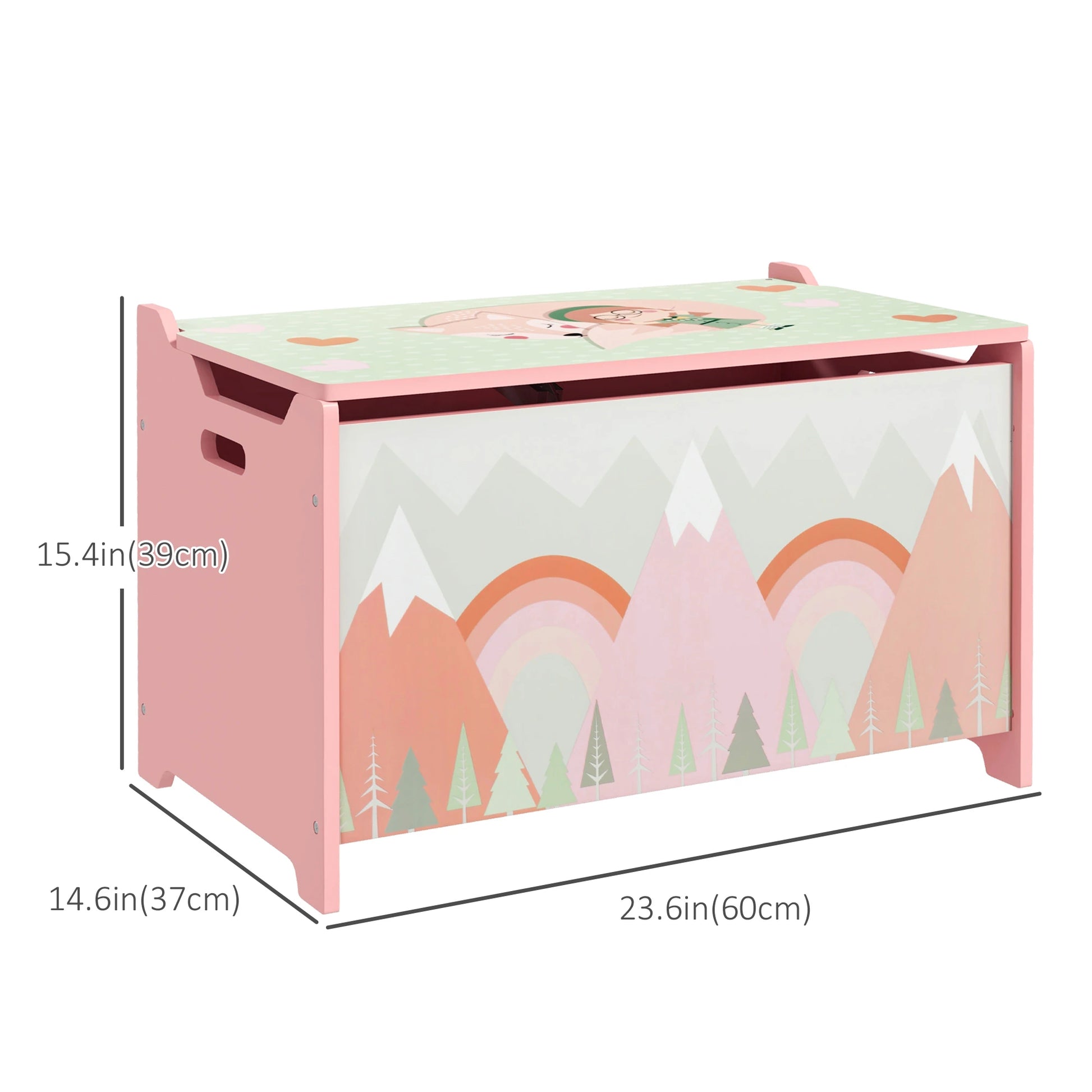 Toy Box / Chest with Safety Hinged Lid, Pink - Rusted Decor 