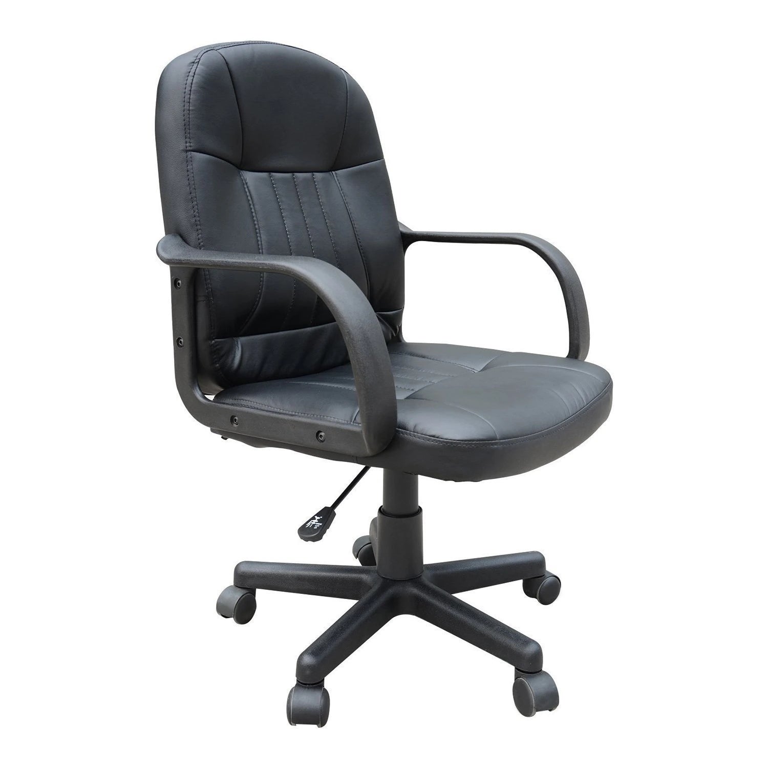 HOMCOM Desk Office Chair PU Leather, Adjustable Height, Black - Rusted Decor 