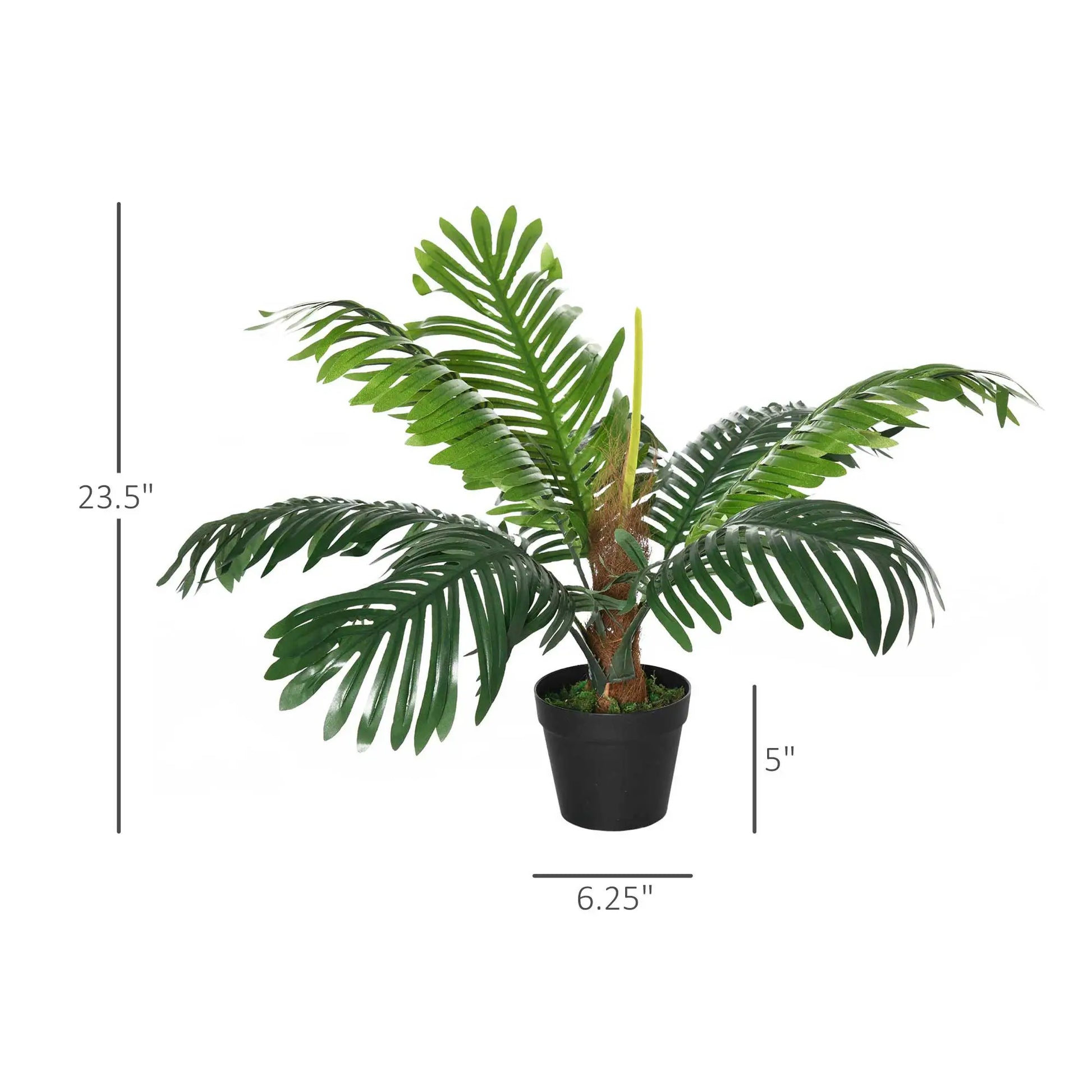 Outsunny 2FT Artificial Palm Tree with Pot, Indoor/Outdoor - Rusted Decor 