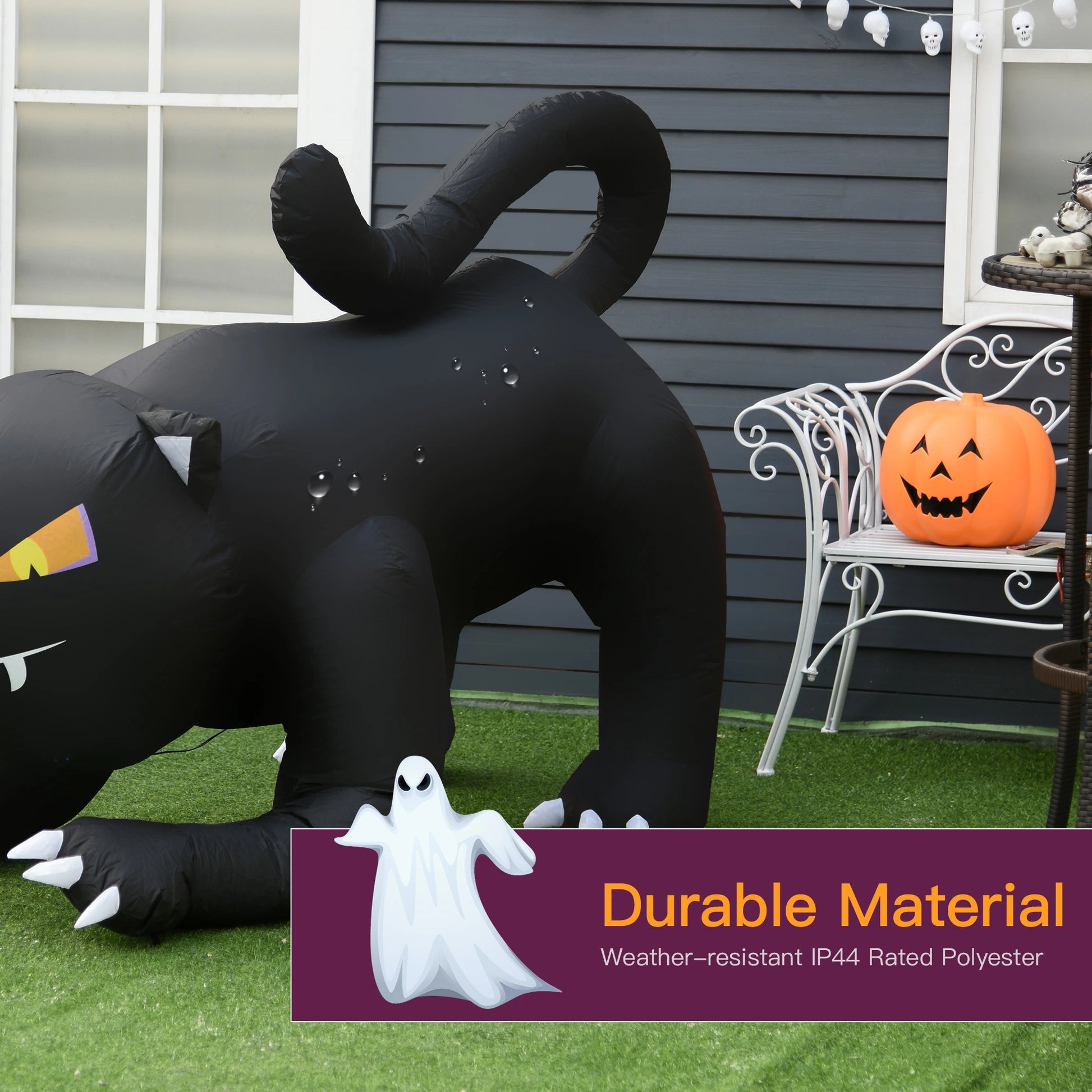 4Ft Tall Halloween Inflatable Black Cat - Rusted Decor 