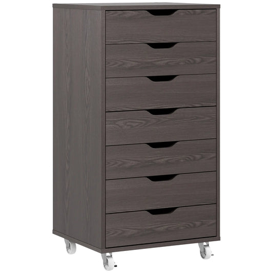 Vinsetto 7-drawer File / Storage Cabinet with Wheels, 18.7"x15.6"x35.4" - Rusted Decor 