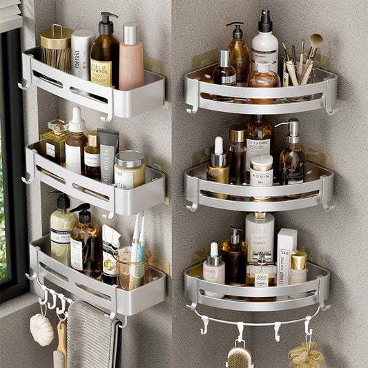 Bathroom Shelves Wall Mounted No Drill Space Aluminum Shower Corner - Rusted Decor 