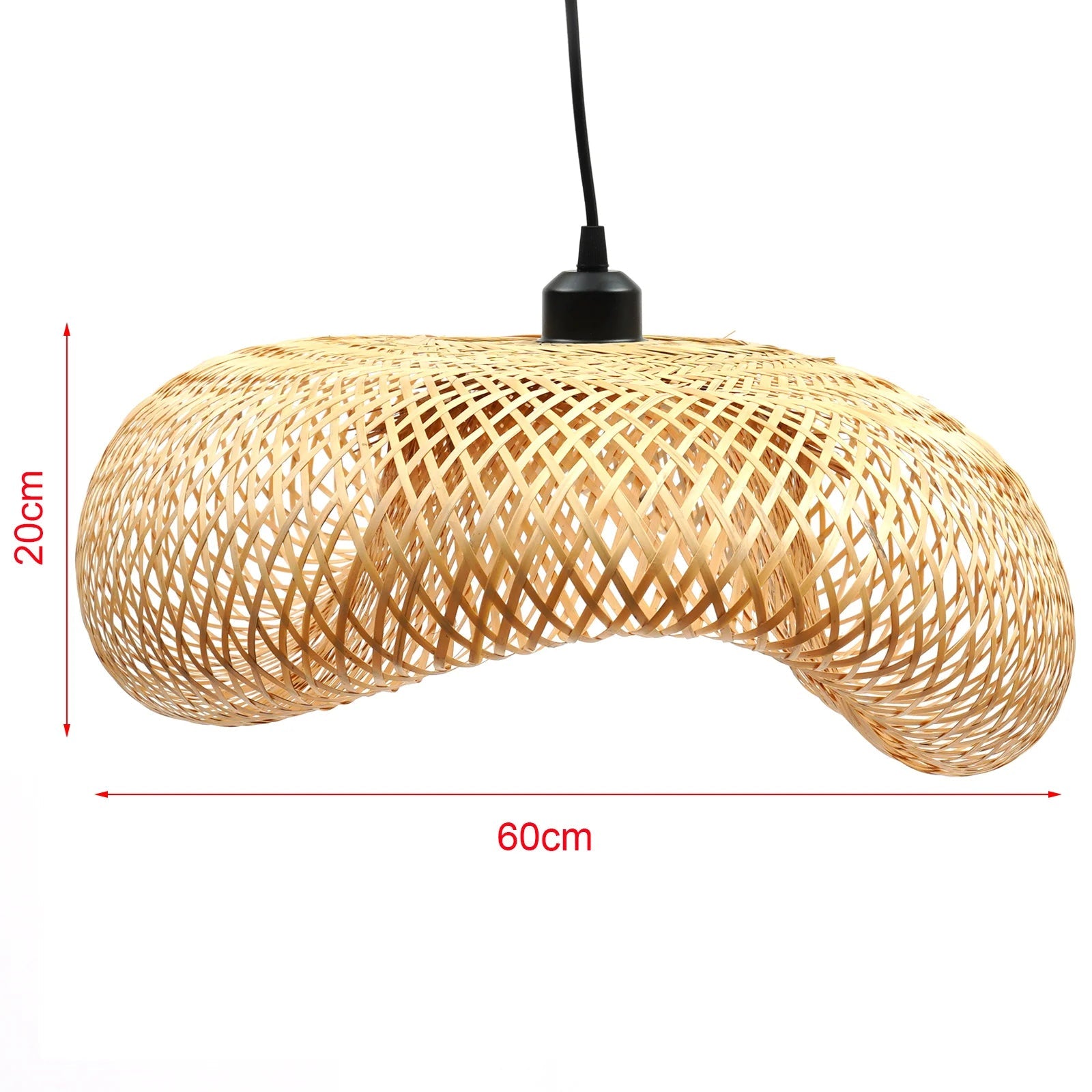 Bamboo Lampshade Led Pendant Lamp Natural Rattan Wicker Ceiling - Rusted Decor 