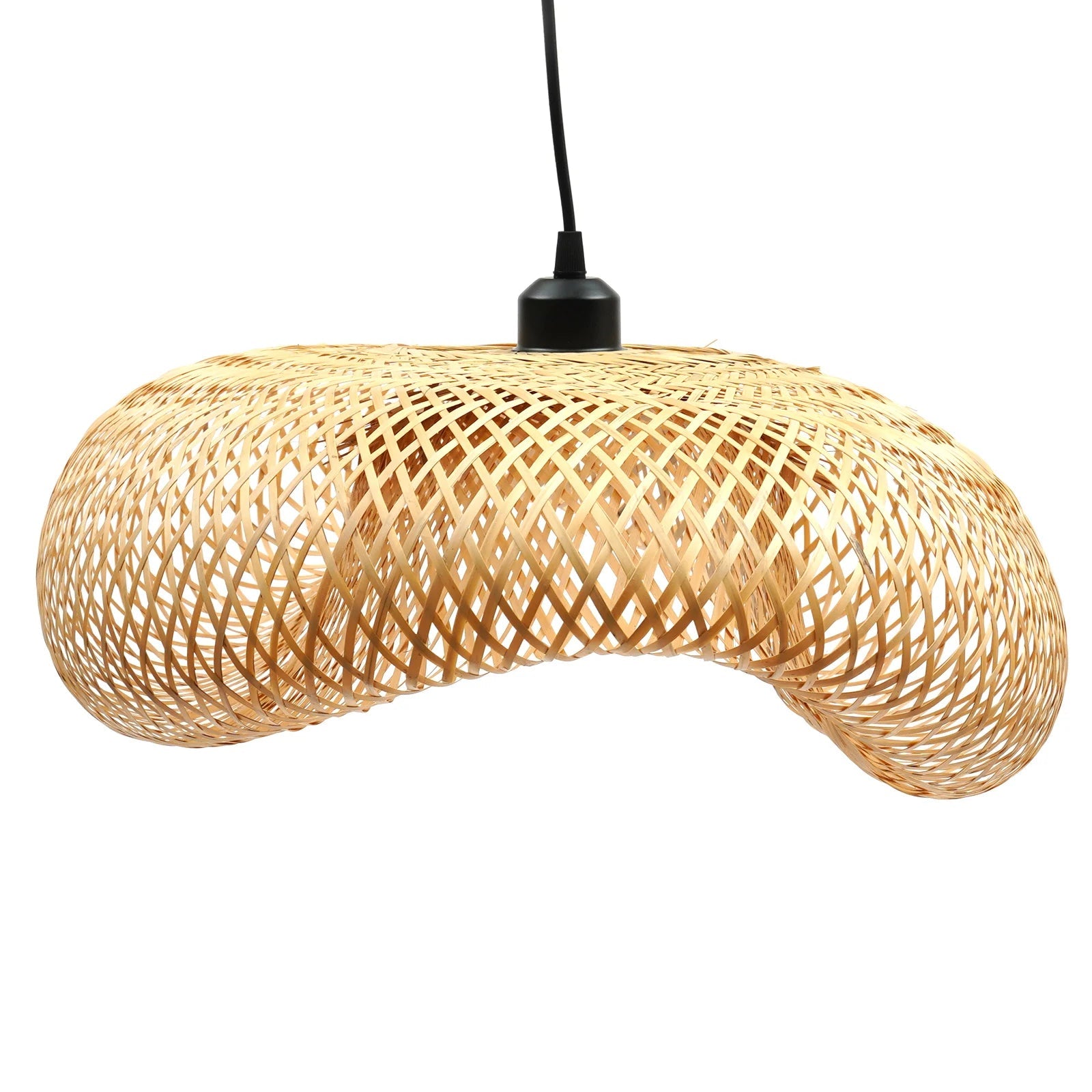 Bamboo Lampshade Led Pendant Lamp Natural Rattan Wicker Ceiling - Rusted Decor 