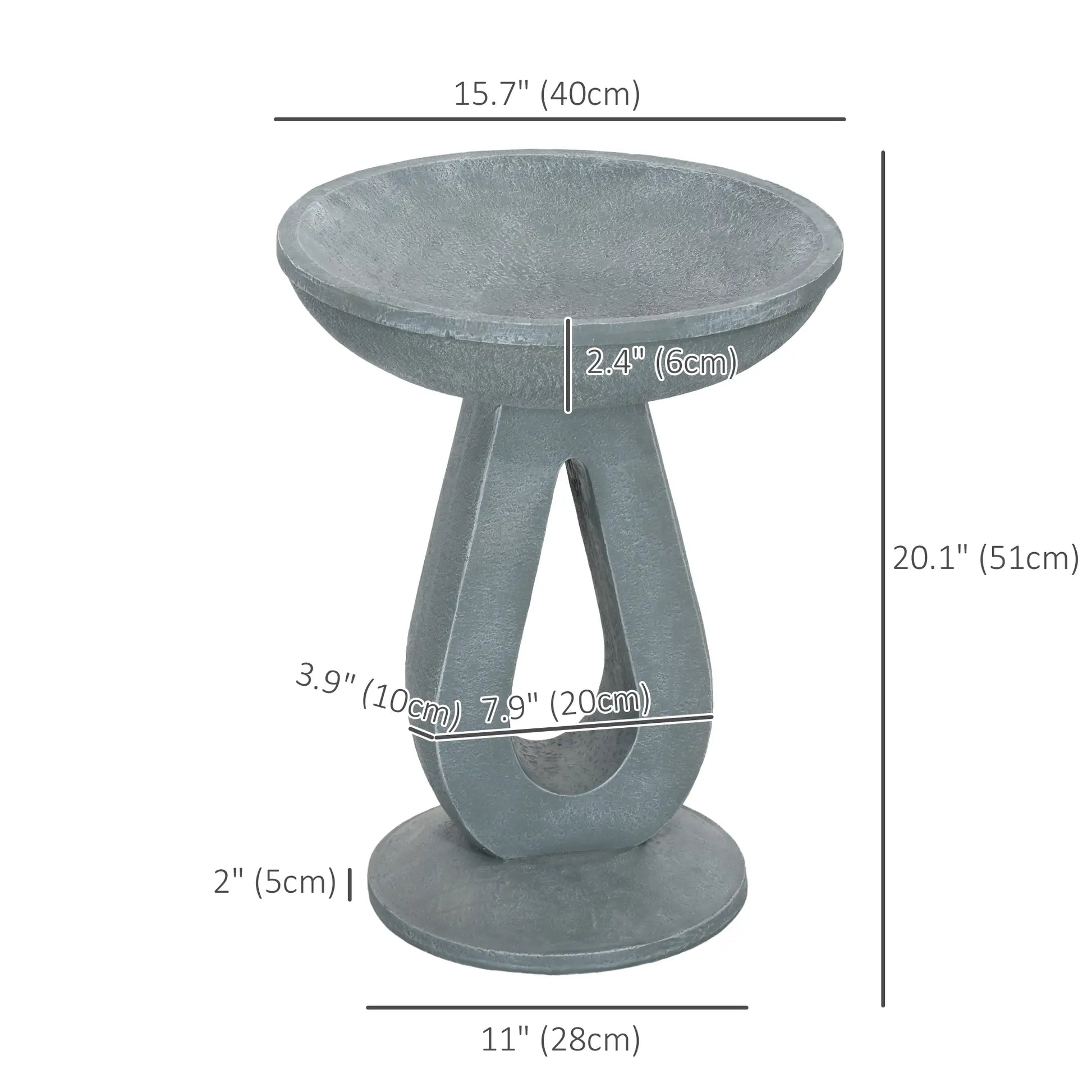 Outsunny Outdoor Resin Bird Bath, 20.1" Tall Birdbath with Stone Look - Rusted Decor 