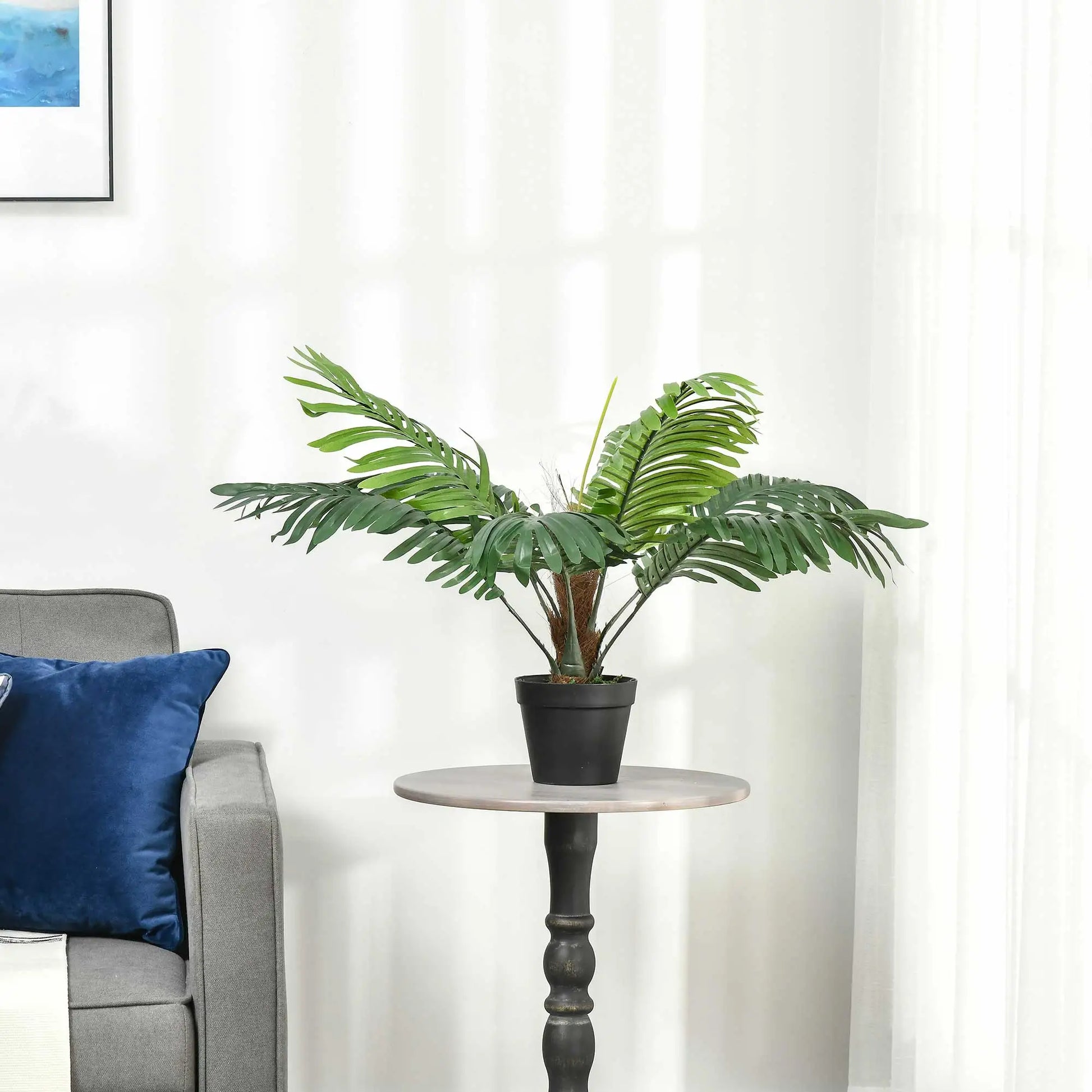 Outsunny 2FT Artificial Palm Tree with Pot, Indoor/Outdoor - Rusted Decor 