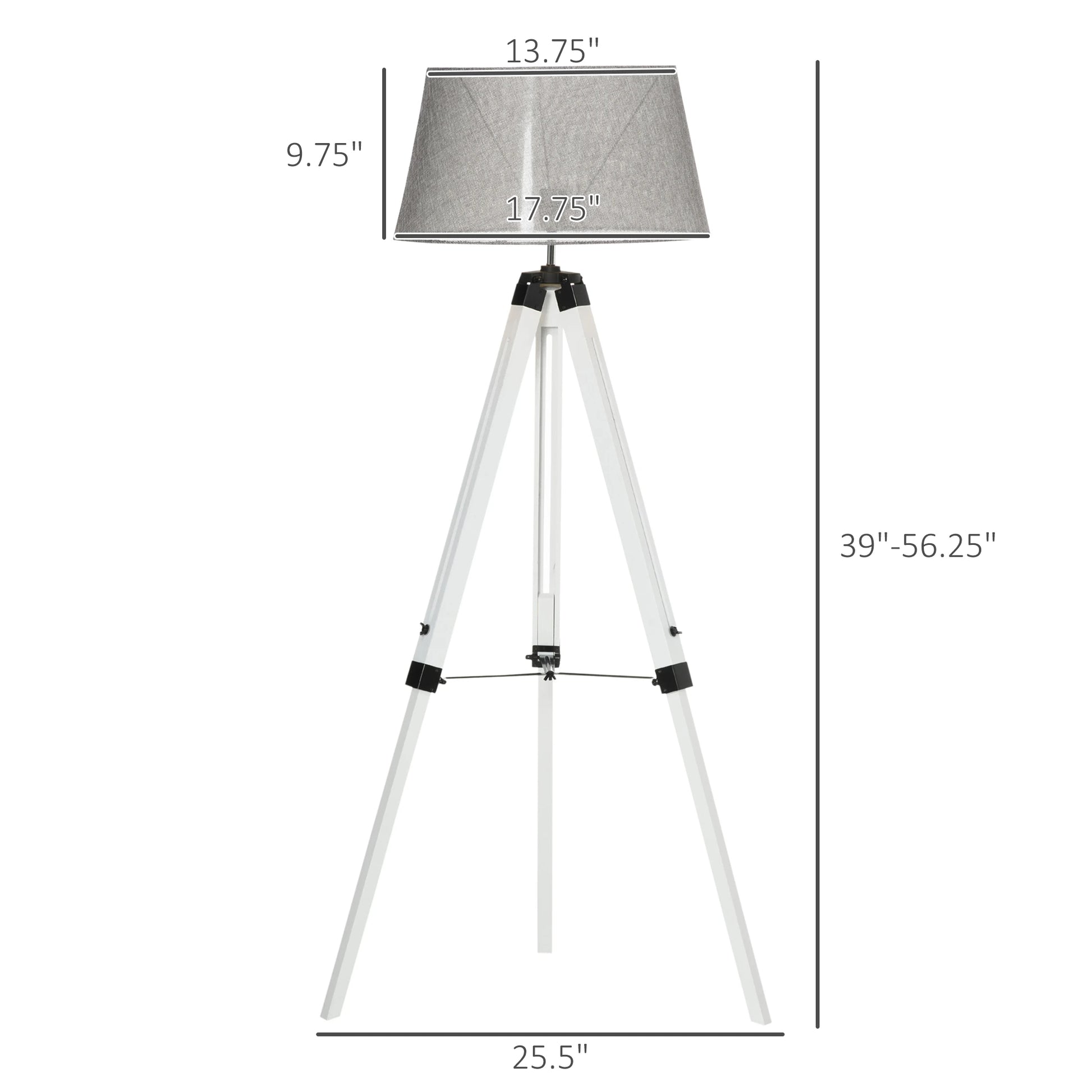 HOMCOM Tripod Floor Lamp, Adjustable with E26 Lamp Base - Rusted Decor 