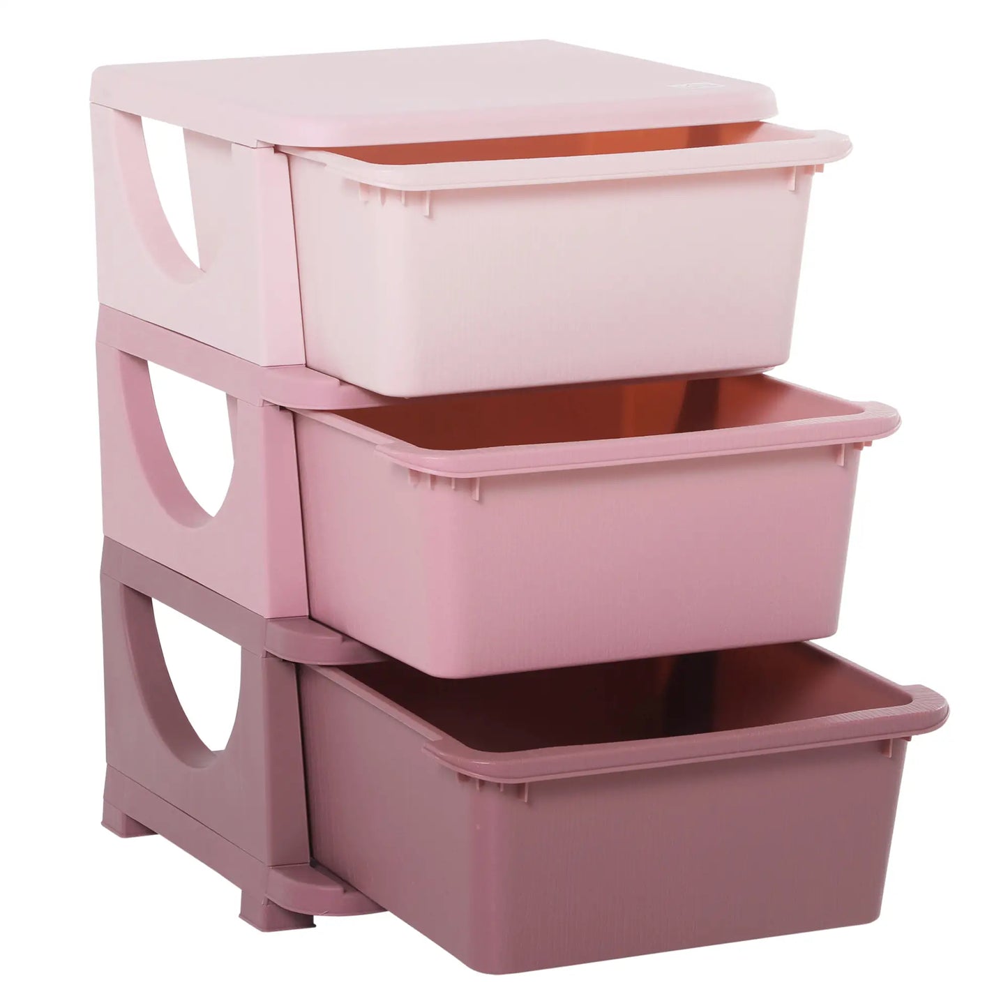 Qaba 3 Tier Kids Toy Organizer and Storage Bins with 3 Plastic Drawers - Rusted Decor 