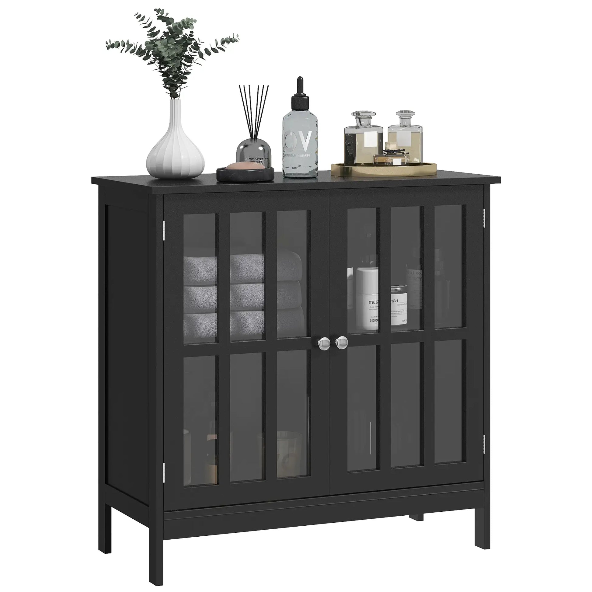 kleankin Kitchen Buffet Cabinet with 2 Doors, Black - Rusted Decor 