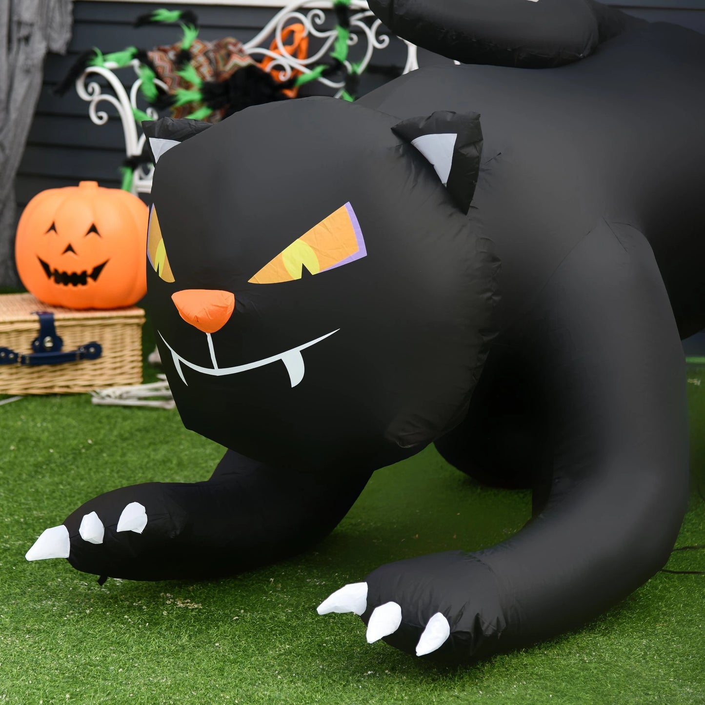 4Ft Tall Halloween Inflatable Black Cat - Rusted Decor 