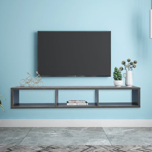 60" Shallow Floating TV Console TV Stand - BLACK