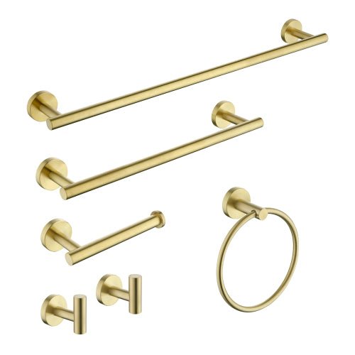 6 Piece Stainless Steel Bathroom Towel Rack Set Wall Mount - BRUSHED NICKEL