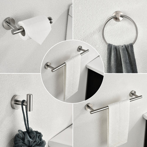 6 Piece Stainless Steel Bathroom Towel Rack Set Wall Mount - BRUSHED NICKEL