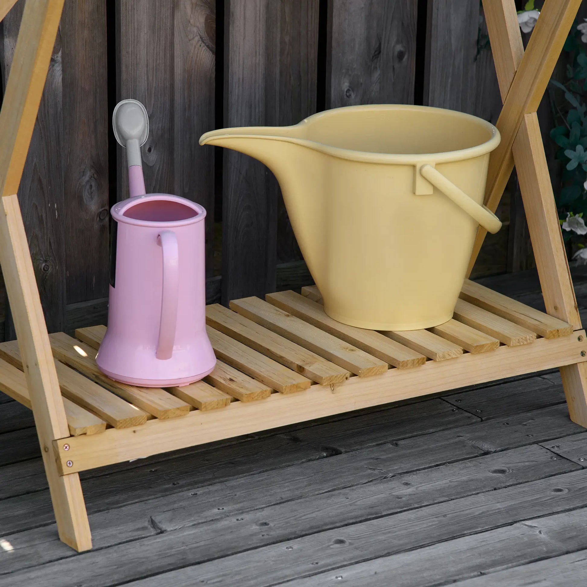 Outsunny Wooden Garden Potting Bench Table, Work Station w/ Galvanized Metal Tabletop and Storage Shelf - Rusted Decor 