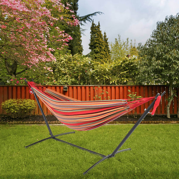 Hammock Frame with Polyester Cotton Hammock Set - Rusted Decor 