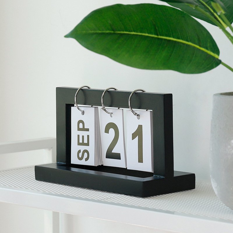 Desktop Wooden Flip Calendar - Rusted Decor 