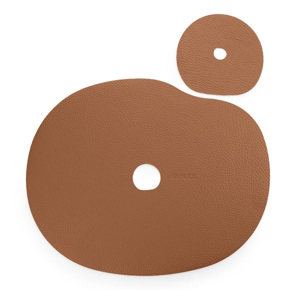 Natural leather placemat and coaster | rust brown - Rusted Decor 