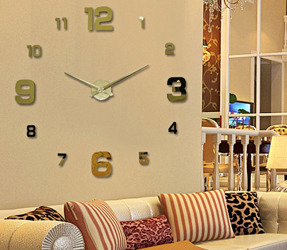 3D Frameless DIY Large Wall Clock - Rusted Decor 