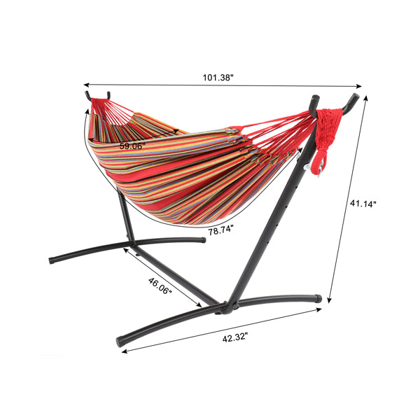 Hammock Frame with Polyester Cotton Hammock Set - Rusted Decor 