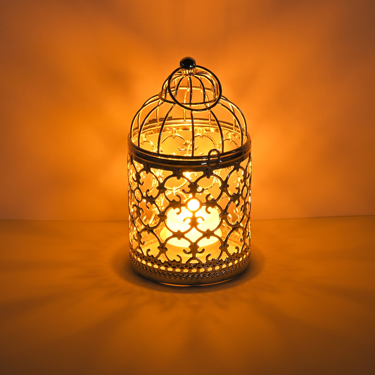 Candlestick Tealight Hanging Lantern Bird Cage Vintage Candle Holder - Rusted Decor 