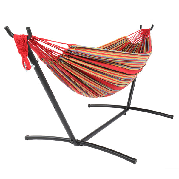 Hammock Frame with Polyester Cotton Hammock Set - Rusted Decor 