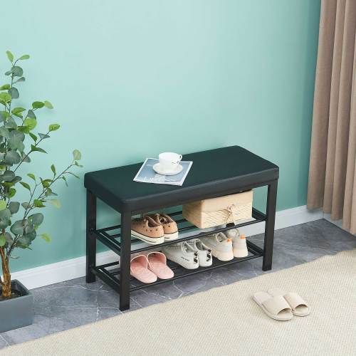 Bedroom storage bench with shelf shoes bench Shoes Shelf - Rusted Decor 