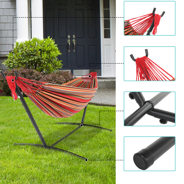 Hammock Frame with Polyester Cotton Hammock Set - Rusted Decor 