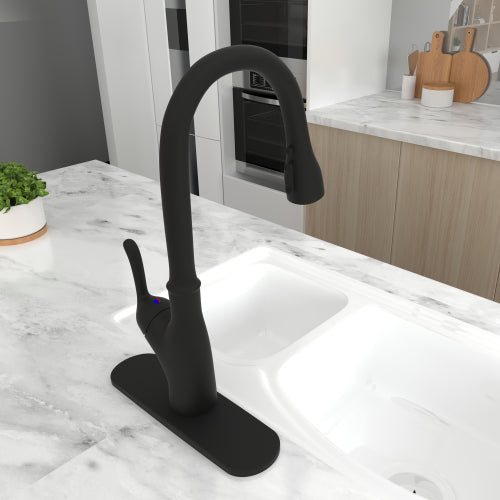 Retro Pull Down Touchless Single Handle Kitchen Faucet - Rusted Decor 