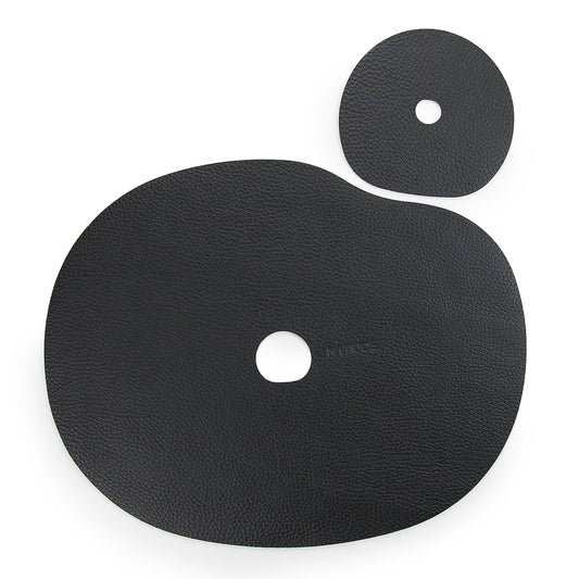 Natural leather placemat and coaster, black - Rusted Decor 